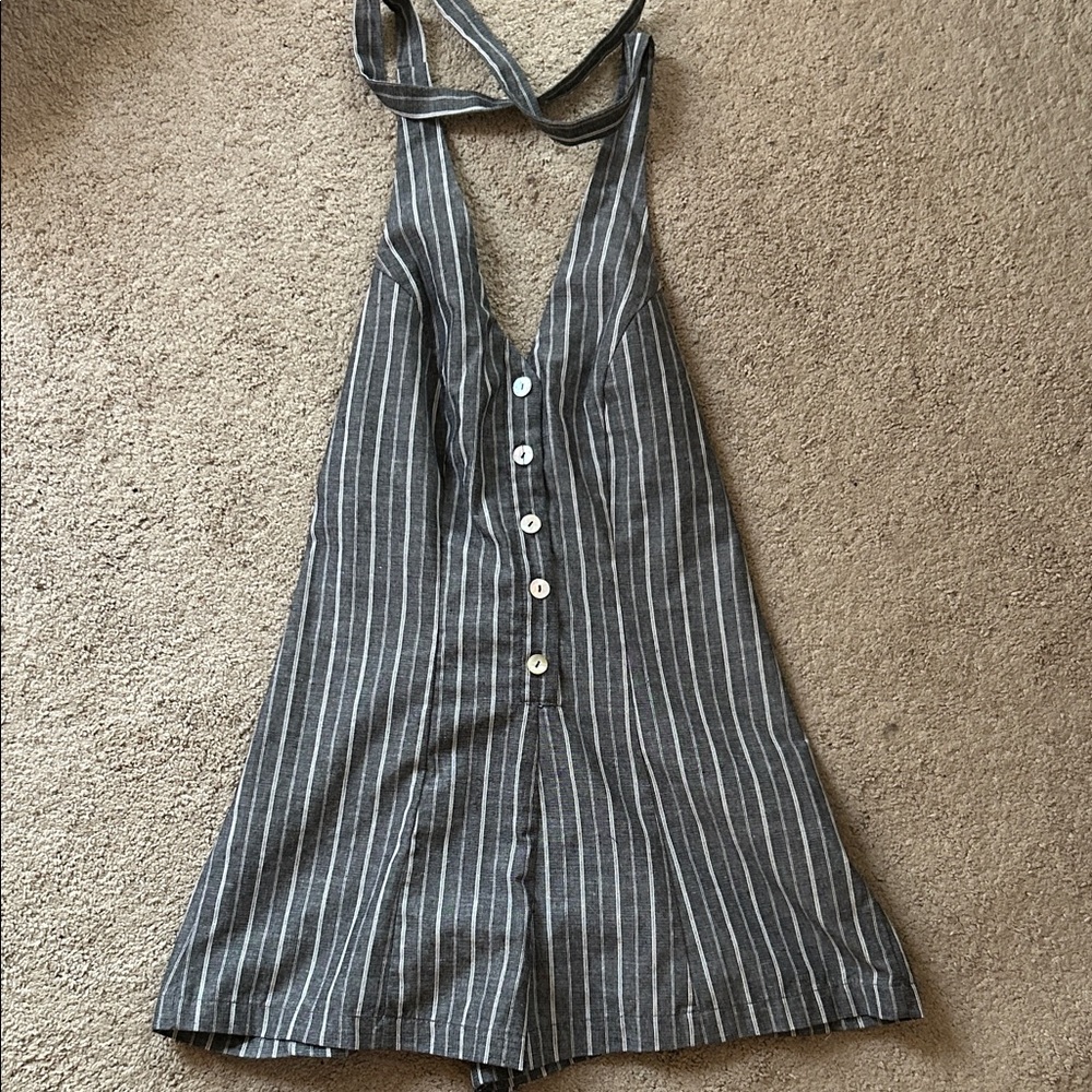 Love Tree Gray Striped Halter Romper